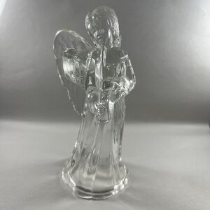 Vintage Christmas Angel Glass Taper Candle Holder Play The Trumpet Celestial